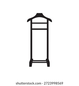 Ilustración vectorial de la silueta del soporte de la ropa sobre fondo blanco