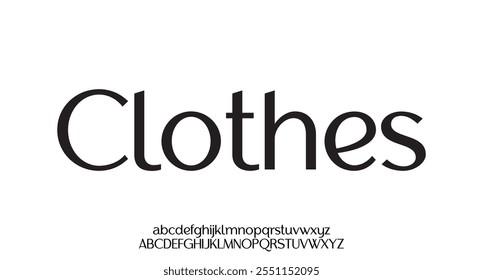 Roupas, fontes abstratas de alfabeto moderno mínimo. Ilustração vetorial da tecnologia de tipografia
