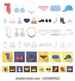 Clothes and accessories cartoon icons in set collection for design. Shoes and decoration vector symbol stock web illustration.