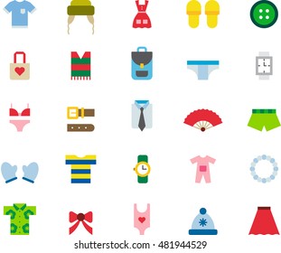 CLOTHES & ACCESSORIES colored flat icons