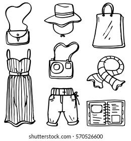 Clothes and accessories of doodles vector art
