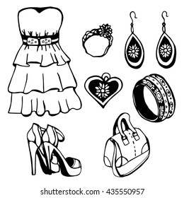 My Fashion: Outfit Clipart Black And White