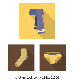 Clothes and accessories flat icons in set collection for design. Shoes and decoration vector symbol stock web illustration.