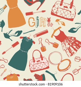 Clothes Accessories Girl Background Stock Vector (Royalty Free