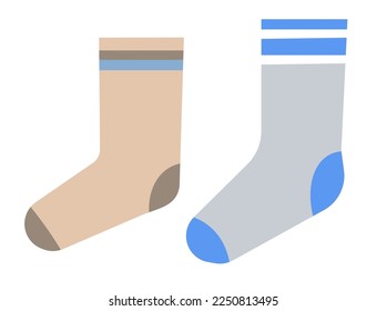 Clothes accessories icon, isolated socks for men and women. Simple fashionable element for garment and apparel, outfits. Piece of clothing, fashion and design collection. Vector in flat style