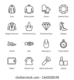 Clothes and Accessories  Outline Icons - Vectors