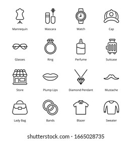 Clothes and Accessories  Outline Icons - Vectors