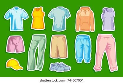 Clothes and accessories for playing sports on stickers