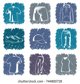 Clothes and accessories for playing sports. Vector illustration