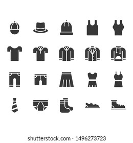 Clothes and accessories related icon set. Vector illustration