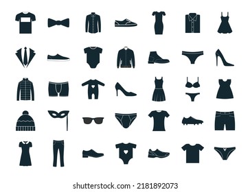 Clothes and accessories set, icons set. Vector illustration.