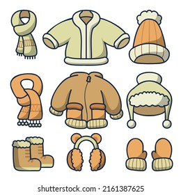 Clothes Accessories Winter Fashion Icon Set Stock Vector (Royalty Free ...