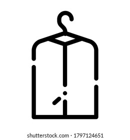 clothes after dry cleaning on hanger line icon vector. clothes after dry cleaning on hanger sign. isolated contour symbol black illustration