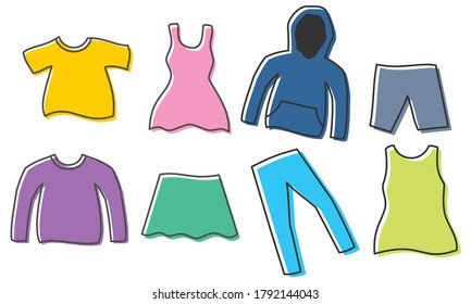 Ilustración vectorial del dibujo de prendas de vestir