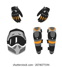 Clothes for ATV Motorcycle, snowboard, climber, Protection, Armor  Safety Gear, Back Protection. Vector art.  