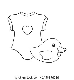 clothes for baby girl with plastic duck toy