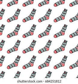 Clothes background. Socks Vector Seamless pattern. Hand drawn doodle socks