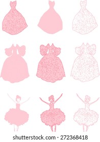 Clothes and ballet dancers, vector set.