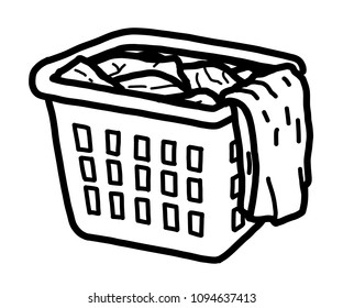 Clothes Basket Cartoon Vector Illustration Black Stock Vector (Royalty ...