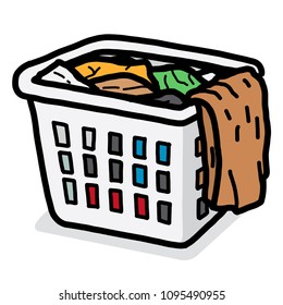 clothes basket / cartoon vector and illustration, hand drawn style, isolated on white background.