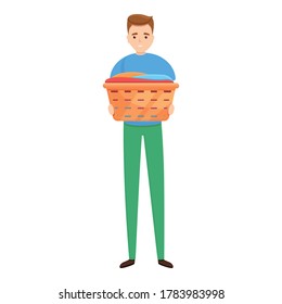 Icono de la canasta de ropa. Caricatura del icono vectorial de cesta de ropa para diseño web aislado en fondo blanco