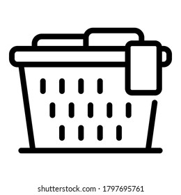 Kleidung Korbsymbol. Outline-Kleidungskorb, Vektorsymbol für Webdesign einzeln auf weißem Hintergrund