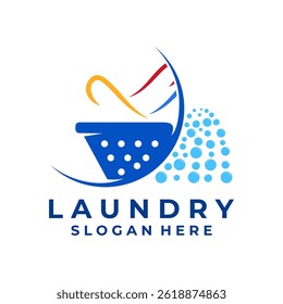 Clothes Basket with soap bubble logo design vector template