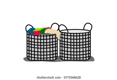 Clothes Basket.Vector Illustration Flat Style