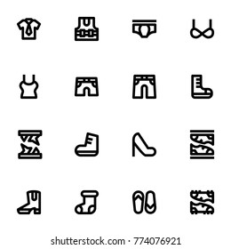 Clothes - Black and White Icon Set