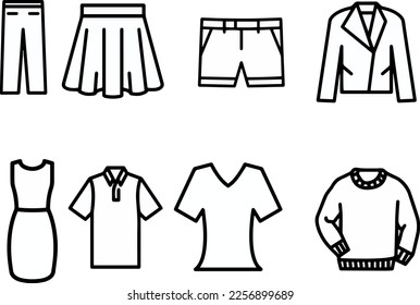 Clothes Black and White on White Background .