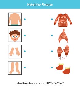clothes body parts matching game kids stock vector royalty free 1825796162