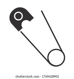 clothes brooch pin icon over white background, silhouette style, vector illustration