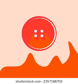 clothes button accessories vector: red flame