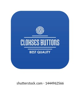 Clothes button accessory icon blue vector isolated on white background