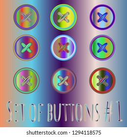 Clothes button accessory icon set. Handmade fashion sewing button.