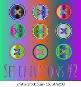 Clothes button accessory icon set. Handmade fashion sewing button.