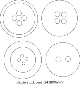 botón de ropa ilustración de la línea de vectoe en blanco y negro
