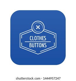 Clothes button craft icon blue vector isolated on white background