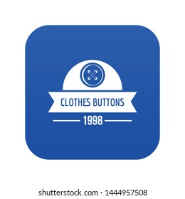 Clothes button design icon blue vector isolated on white background