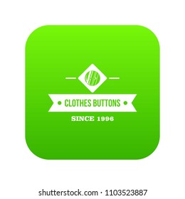 Clothes button element icon green vector isolated on white background