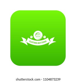 Clothes button fabric icon green vector isolated on white background