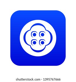 Clothes button icon blue vector isolated on white background