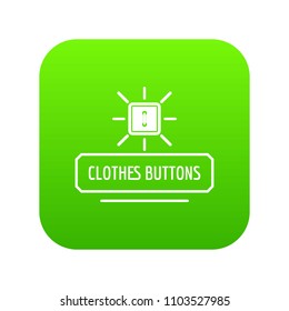 Clothes button icon green vector isolated on white background