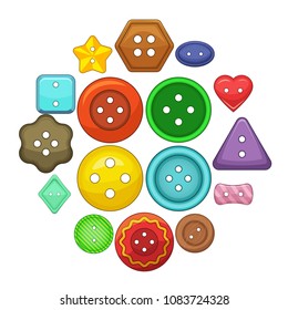 Clothes button icons set. Cartoon illustration of 16 clothes button icons set vector icons for web