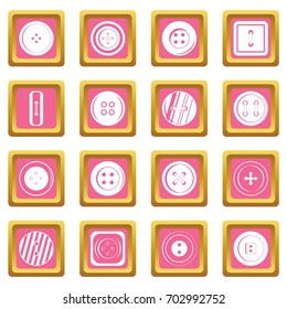 Clothes button icons set in pink color isolated vector illustration for web and any design
