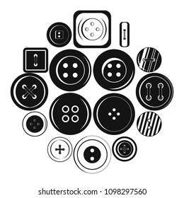 Clothes button icons set. Simple illustration of 16 clothes button vector icons for web