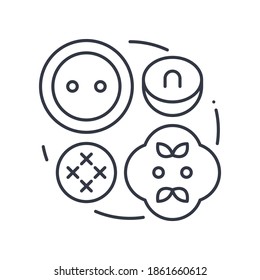 Clothes button image icon, linear isolated illustration, thin line vector, web design sign, outline concept symbol with editable stroke on white background.