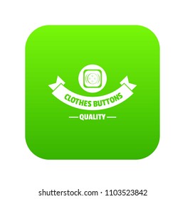 Clothes button retro icon green vector isolated on white background