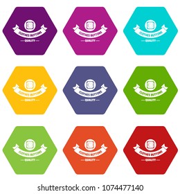 Clothes button retro icons 9 set coloful isolated on white for web