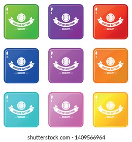 Clothes button retro icons set 9 color collection isolated on white for any design